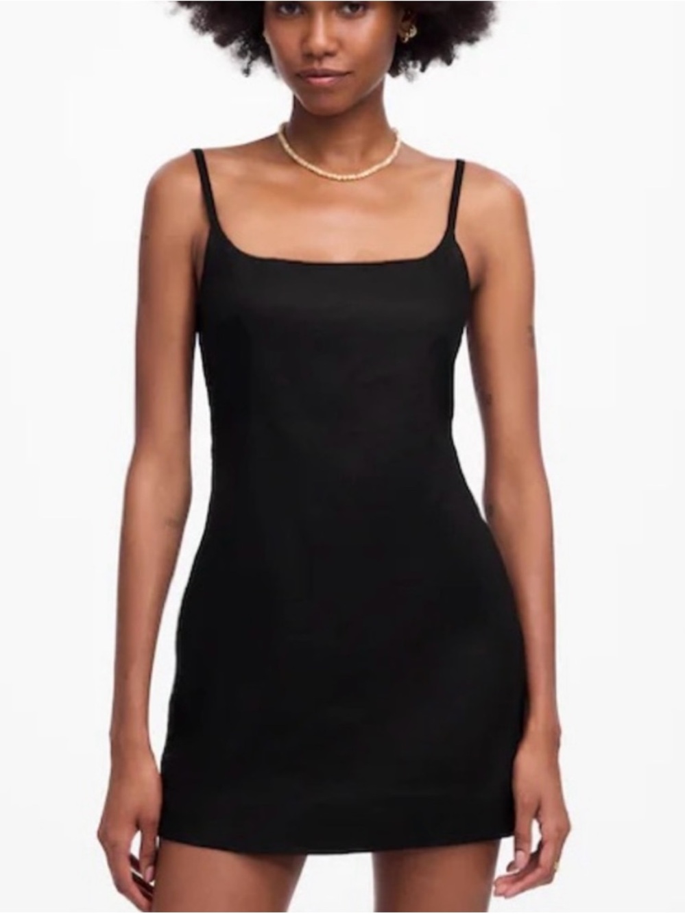 Madewell Black Linen Square Neck Zip Up Skort Romper Dress size 0